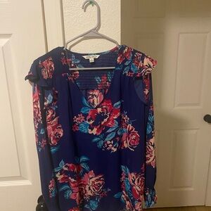 The Pioneer Woman Floral Blouse - Navy and Pink